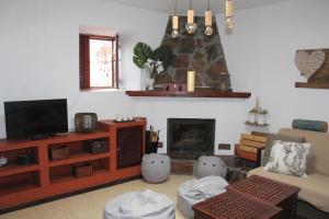 大加那利岛拉斯帕尔马斯Finca Esther的一间带电视和壁炉的客厅
