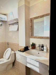 波来古市ELISA HOTEL的一间带水槽、卫生间和镜子的浴室