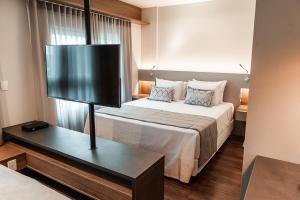 阿雷格里港阿雷格里港品质酒店的配有一张床和一台平面电视的酒店客房