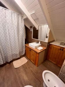 拉安戈斯图拉镇El Foye的一间带水槽、卫生间和镜子的浴室