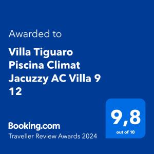 科拉雷侯Villa Tiguaro Piscina Climat Jacuzzy AC Villa 9 12的手机的屏幕图,文字被授予别墅的提弗塔