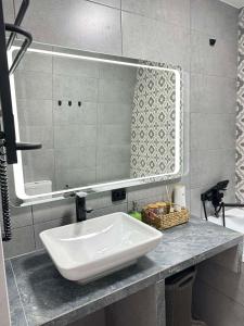 亚列姆切Black Dora的浴室设有白色水槽和镜子