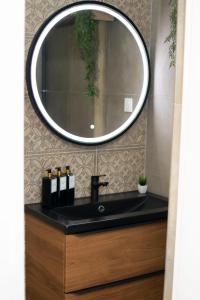 马赛Au Pied du Vieux-Port Wifi Netflix的一间带镜子水槽的浴室