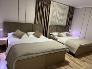 地拉那弗雷迪酒店的酒店客房,卧室内设有两张床