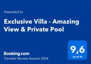 圣特里亚斯Exclusive Villa - Amazing View & Private Pool的独特的别墅美景和私人游泳池的标志