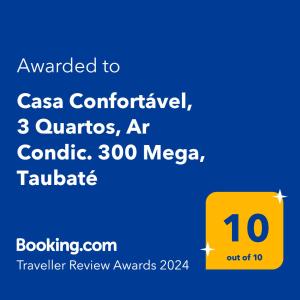 陶巴特Casa Confortável, 3 Quartos, Ar Condic. 300 Mega, Taubaté的给csa联合会的文本的手机的屏幕