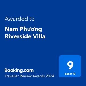 Nam Phương Riverside Villa的证书、奖牌、标识或其他文件