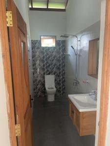 瓦斯卡杜瓦Shenumi villa的一间带卫生间和水槽的浴室