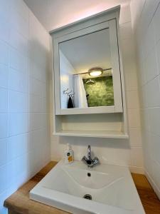 赞德沃特斯特兰笛兹赞德沃特酒店的一间带水槽和镜子的浴室