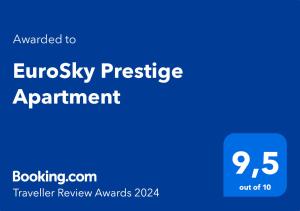 罗马EuroSky Prestige Apartment ROMA EUR的带有癫 ⁇ 声声誉约会字样的蓝色标志