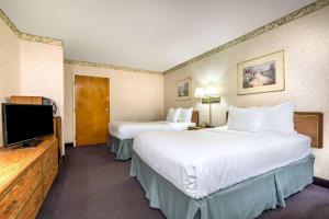 瓦恩兰葡萄园戴斯汽车旅馆的酒店客房设有两张床和一台平面电视。