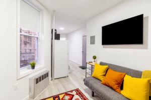 纽约Peaceful Apartment in Lower Manhattan New York的带沙发和电视的客厅