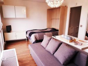 勒布尔热SW - Olympic Games Property Paris Bourget的客厅配有沙发和1张床