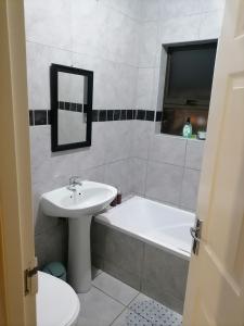 彼得马里茨堡Peaceful Home with Sbo的一间带水槽、浴缸和卫生间的浴室