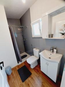 波斯尼亚克鲁帕Unatime.Krupa的浴室配有卫生间、盥洗盆和淋浴。