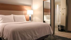 皮奥里亚大草原城皮奥里亚洲际酒店&度假村，烛木套房酒店的卧室配有一张白色大床和镜子