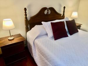 科潘玛雅遗址Apartamento Mayan Plaza的一间卧室配有一张大床和两个枕头