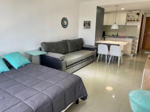 乌斯怀亚Ushuaia apartments的客厅配有沙发和桌子