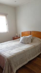维纳德马Casa en Viña del Mar的卧室配有一张大白色床和窗户