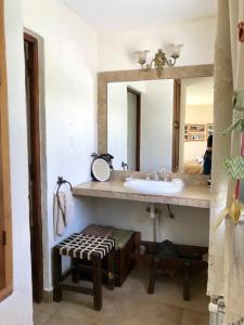 塔菲德尔瓦勒La Escondida en Tafi del Valle的一间带水槽和镜子的浴室