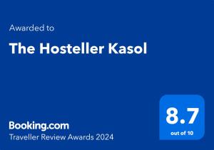 卡索尔The Hosteller Kasol的蓝色的文本框,有寄宿者卡索尔