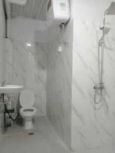 巴东SECOND HOPE LODGE的带淋浴和卫生间的白色浴室