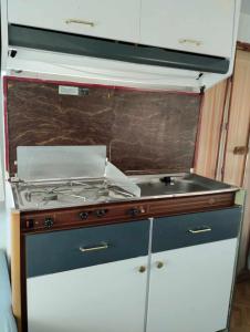 GranicharKemping pod figą的客房内的厨房配有炉灶烤箱