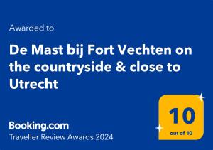 邦尼克De Mast bij Fort Vechten on the countryside & close to Utrecht的黄色盒子,带有在乡村发明的文本bf