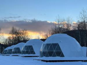 占冠村Inside the Lodge Aspen - Vacation STAY 42140v的一块地里被雪覆盖的圆顶