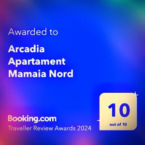 北马马亚-讷沃达里Arcadia Apartament Mamaia Nord的被授予marania nord 金合欢公寓的标志