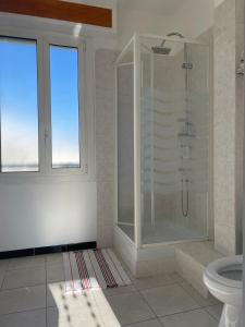 马赛Appart 60 m2 avec terrasse 35m2 séjour sud et 2 vraies chambres gare Saint-Charles的带淋浴和卫生间的浴室