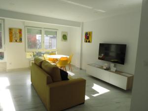 桑坦德Apartamento JARDIN DELUZ, con Wifi y Parking privado gratis的带沙发和电视的客厅