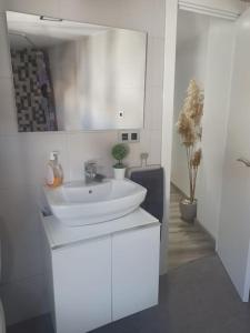 卡拉瓦卡·德·拉·克鲁斯Casa para relajarse, con vistas.的客房内的白色盥洗盆浴室