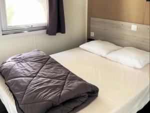 迈兹Camping Beau Rivage的一张床上有两个枕头的房间