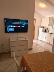 拉布Adria Arba Apartments的客厅的墙上配有平面电视。