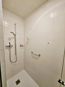 韦尔比耶Verbier Appartement Andrea的带淋浴和卫生间的浴室