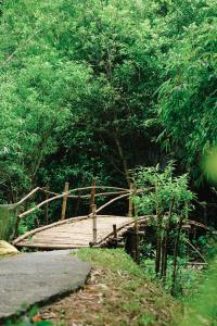宁平切兹贝欧民宿的森林中间的木桥