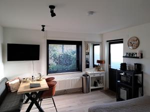 米德尔堡Stad & Strand Studio的客厅配有沙发和桌子