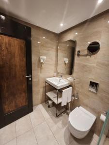突尼斯萨马若斯酒店的一间带卫生间、水槽和镜子的浴室