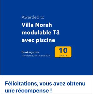 勒罗贝尔Villa Norah modulable T3 avec piscine的带有黄色长方形的手机屏幕的截图