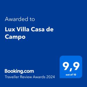 拉罗马纳Lux Villa Casa de Campo的给奢华别墅的手机短信的屏幕