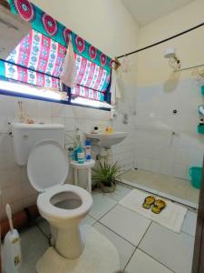 迪亚尼海滩Palm Paradise Loft的一间带卫生间和水槽的浴室