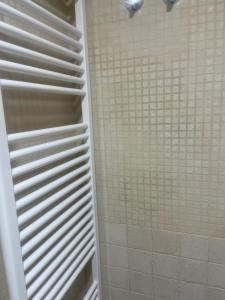 伊斯卡日拉Le Petit Palais的浴室设有白色瓷砖淋浴。