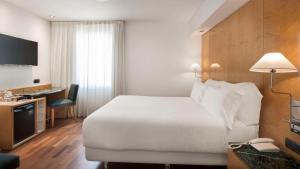 马德里帕萨奥哈瓦那NH酒店的酒店客房配有一张床、一张书桌和一部电话