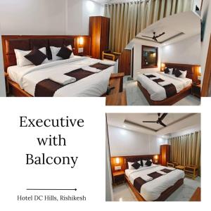 瑞诗凯诗Hotel DC Hills Rishikesh的两张带两张床的酒店客房的照片