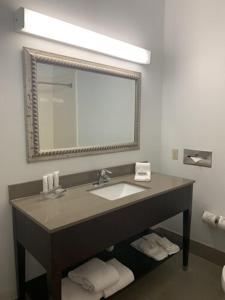 休斯顿Sonesta Essential IAH Airport JFK Boulevard - Newly Renovated的一间带水槽和镜子的浴室