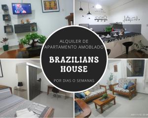塔拉波托Brazilian's House - Agradable casa amoblada的客厅和房子照片的拼合物
