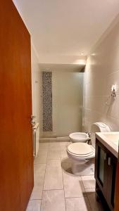 乌斯怀亚Sueño Andino的一间带卫生间和水槽的浴室