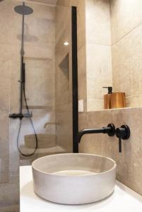 Casa Ghjuvan Matteu的一间带水槽和淋浴的浴室