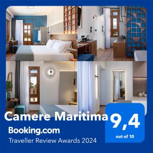 干尼亚Camere Maritima的卧室和酒店房间照片的拼合
